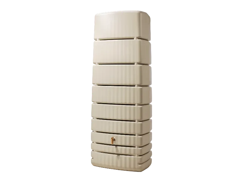 4rain Depósito de Agua de Lluvia SLIM 650 L con Grifo y Sujeción Antiviento
