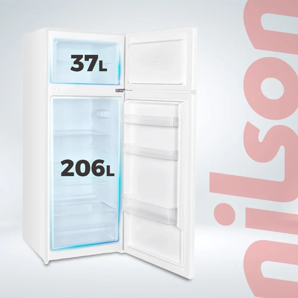 NILSON NF145500E Frigorífico 2 Puertas 206 L, 143 cm, Silencioso 40 dB, Blanco, Clase E