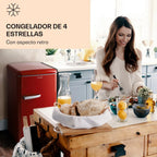 Klarstein Laika Congelador Vertical Retro 60 L, 3 Cajones, 4 Estrellas, Rojo