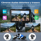 Carpuride W702 Plus Pantalla CarPlay para Moto 7" Android, CarPlay y Android Auto Inalámbricos, Doble Cámara