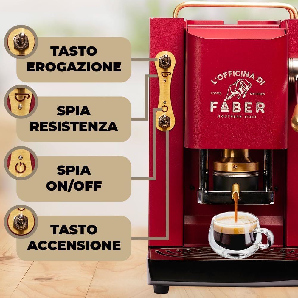 Faber Pro Total Deluxe Cafetera de Monodosis ESE 44 mm de Latón, 1,3 L