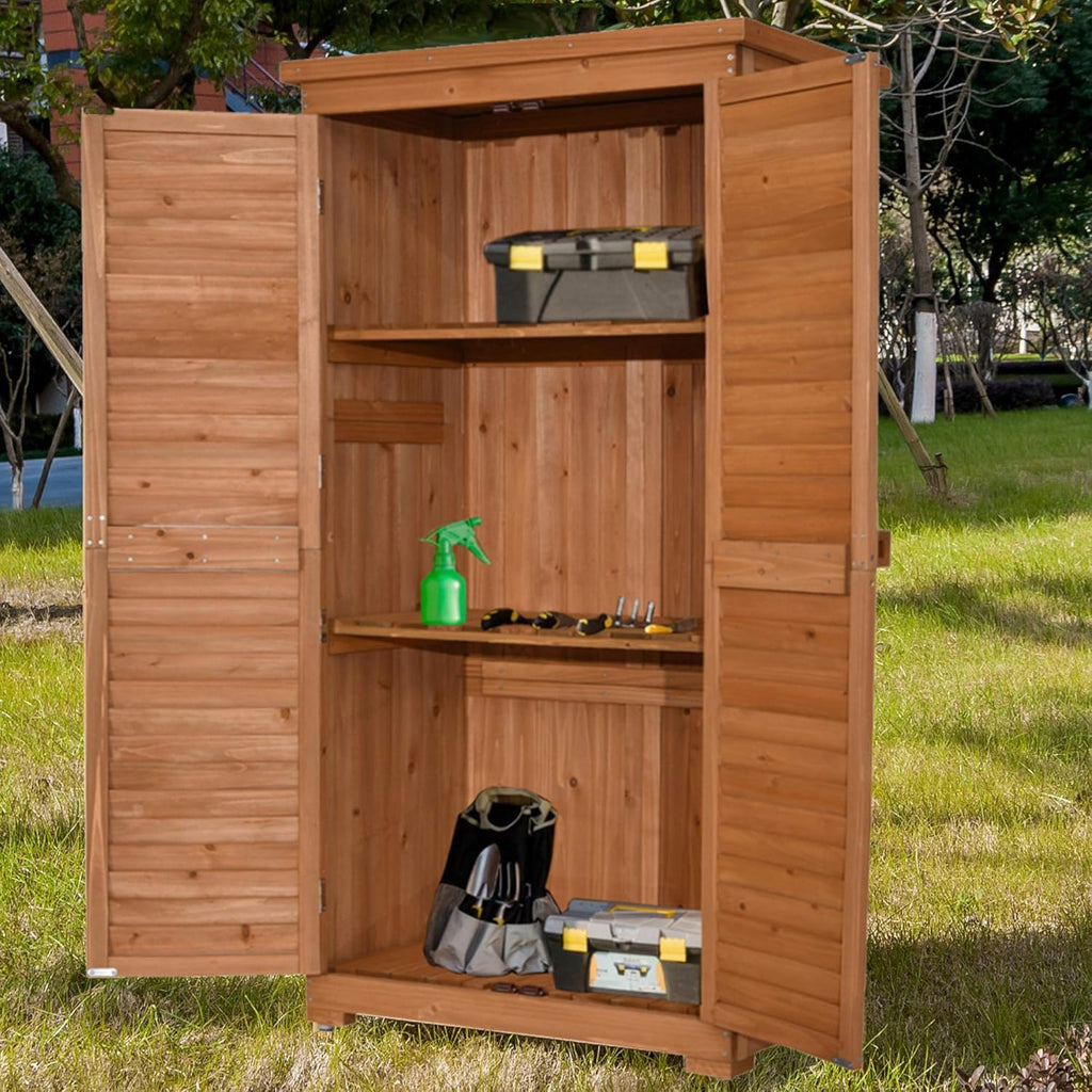MCombo Armario de Jardín de Madera de Abeto 82 x 42 x 160 cm con Techo Inclinado