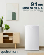 Upstreman BR321 Frigorífico Pequeño con Congelador 91 L, Silencioso, Blanco