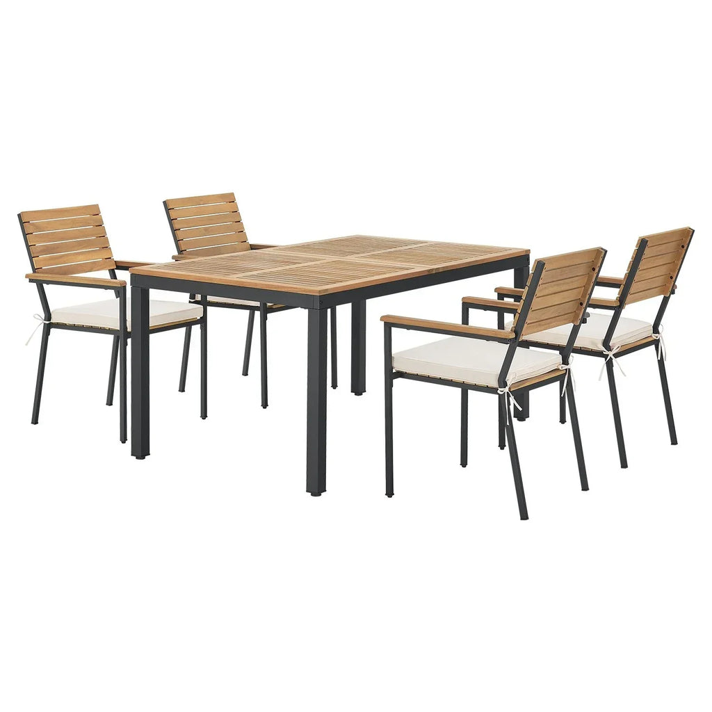 Conjunto de Jardín Rhodos de Madera de Acacia Mesa y 4 Sillas