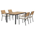 Conjunto de Jardín Rhodos de Madera de Acacia Mesa y 4 Sillas