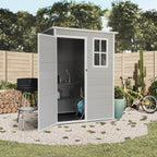 Wasabi Unit 1.4 Caseta de Jardín de Resina 1,37 m² con Suelo y Ventana, Gris y Blanco