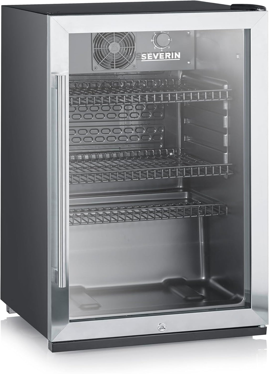 SEVERIN FSK 8840 Nevera para Botellas con Cerradura y Luz LED, 118 L, Negro/Plata