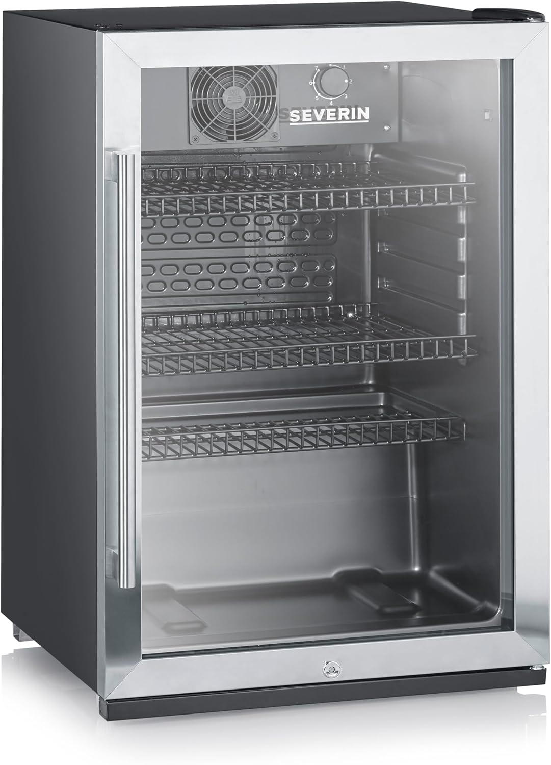 SEVERIN FSK 8840 Nevera para Botellas con Cerradura y Luz LED, 118 L, Negro/Plata
