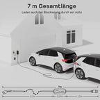 dé Cargador Portátil para Coche Eléctrico 11 kW Trifásico, Cable Tipo 2 de 7 m y Adaptadores