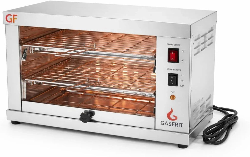 Tostador Eléctrico Industrial de Cuarzo 2 Pisos 3000 W, Acero Inoxidable, para Hostelería