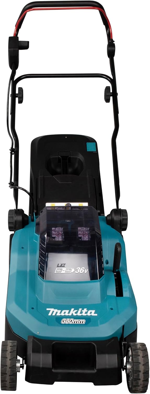 Makita DLM382PM2 Cortacésped a Batería 2 x 18 V, 38 cm, con 2 Baterías 4 Ah y Cargador Doble