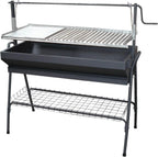 Imex El Zorro 71764 Barbacoa de Carbón y Leña con Parrilla, Plancha y Elevador, 80 x 50 x 115 cm