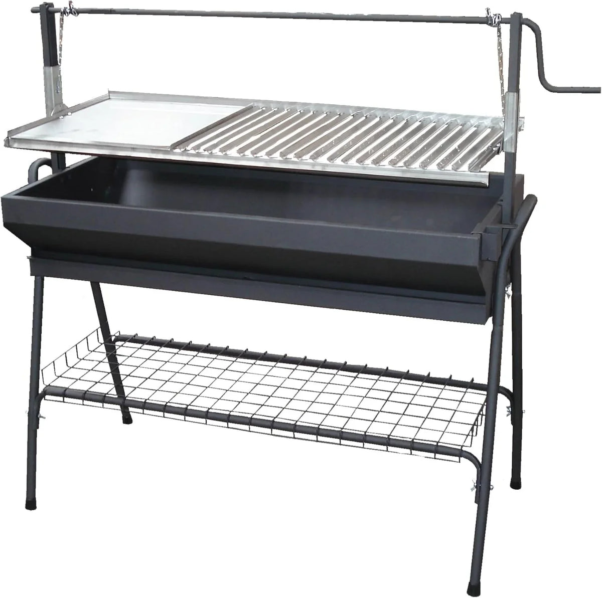 Imex El Zorro 71764 Barbacoa de Carbón y Leña con Parrilla, Plancha y Elevador, 80 x 50 x 115 cm