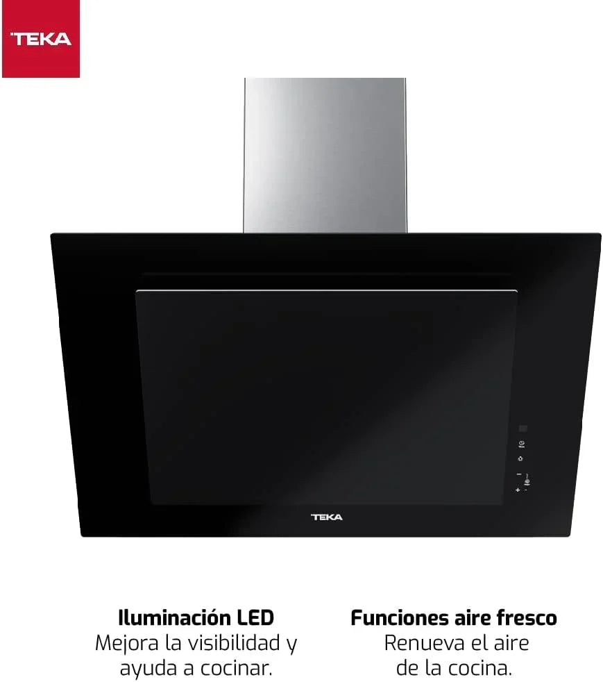 TEKA DVT 78660 TBS Campana Decorativa Vertical 70 cm, Aspiración Perimetral, Motor EcoPower, Negra