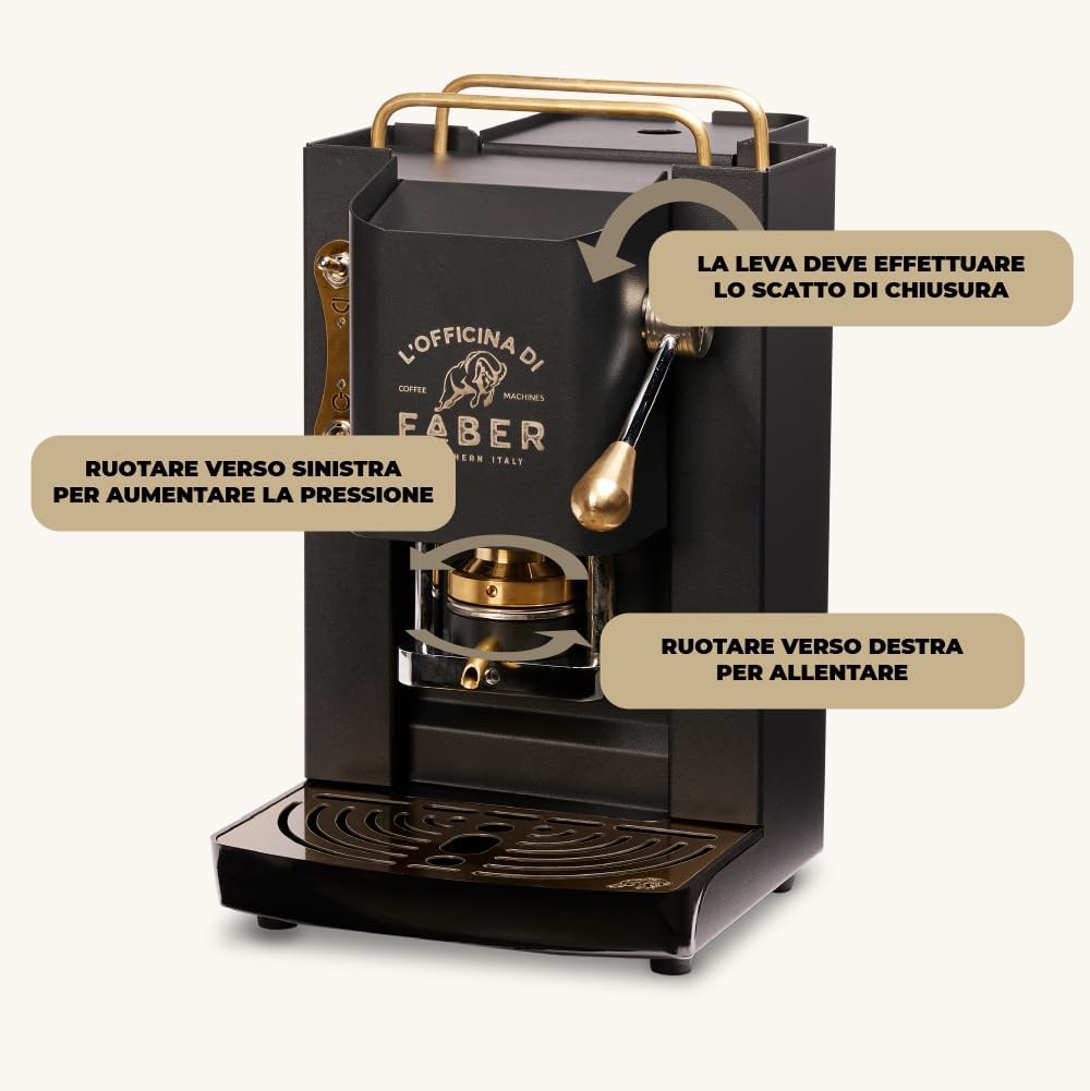 Faber Pro Total Deluxe Cafetera de Monodosis ESE 44 mm de Latón, 1,3 L