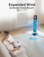 DREO Cruiser Pro T2S Ventilador de Torre Inteligente 106 cm, 25 dB, 9 Velocidades, Control por Voz