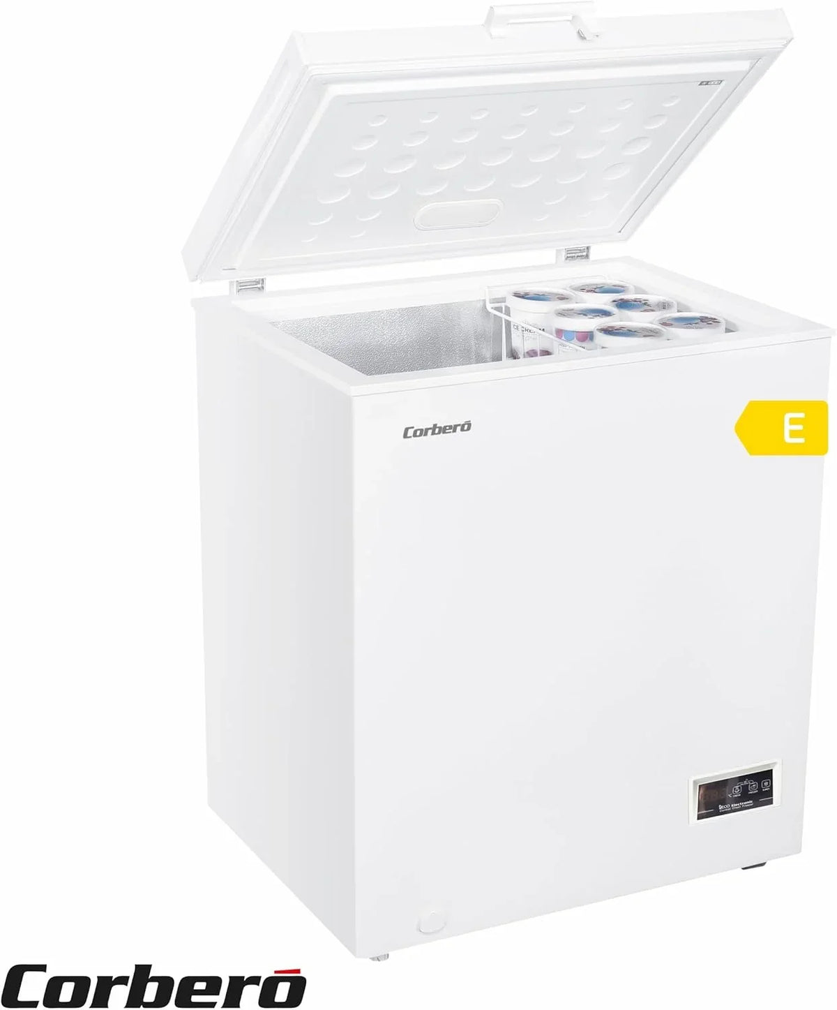 Corberó CCHH15024E Arcón Congelador 142 L con Display, Luz LED, Sistema Dual y Ruedas, Blanco
