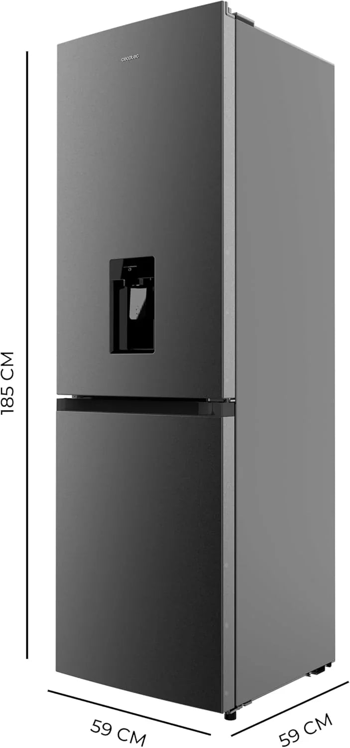 Cecotec Bolero CoolMarket Combi 296 DF WD Dark Frigorífico Combi 296 L con Dispensador de Agua