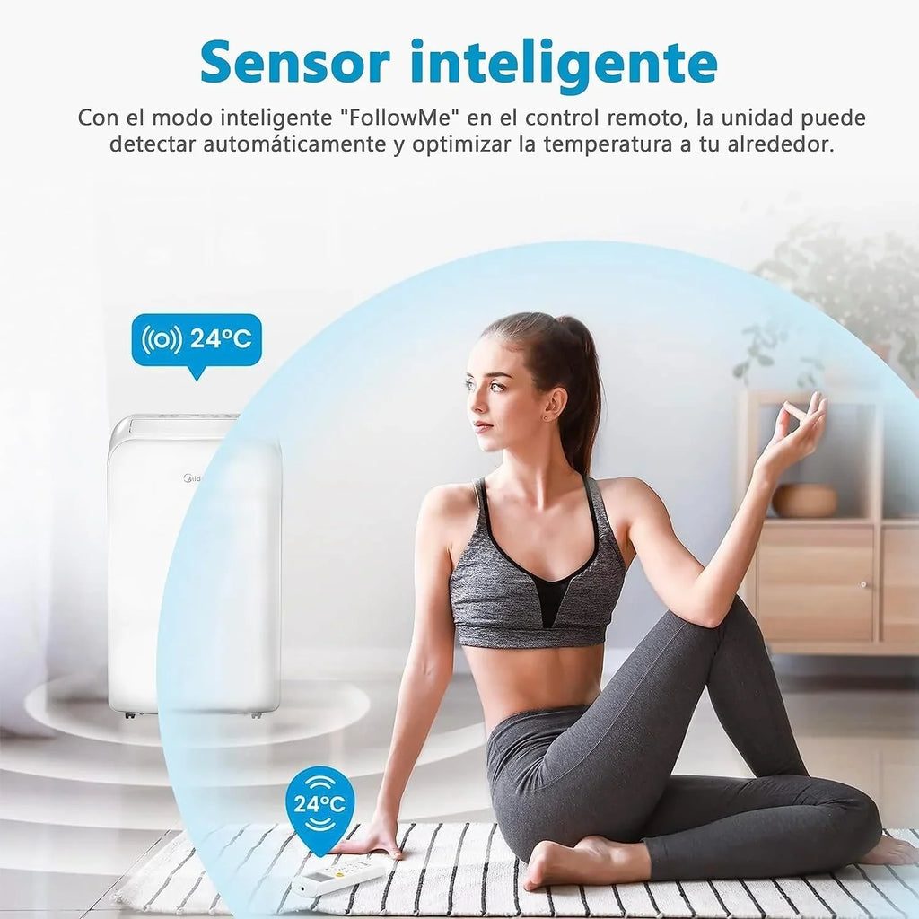 MIDEA Aire Acondicionado Portátil 12000 BTU / 3000 Frigorías 3 en 1, hasta 43 m², con Kit de Ventana