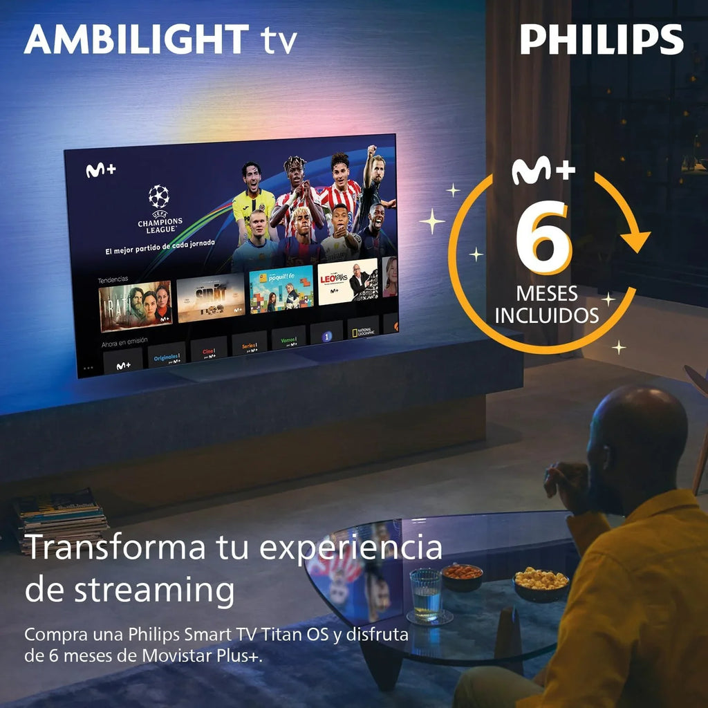 Smart TV LED 32" 32PFS6900 con Ambilight, Titan OS y Dolby Audio, Compatible con Alexa y Google