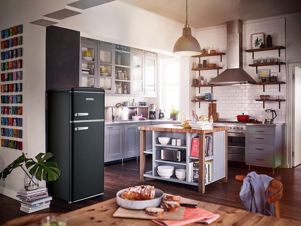 SEVERIN RKG 8933 Frigorífico Combi Retro 206 L con Congelador 4 Estrellas