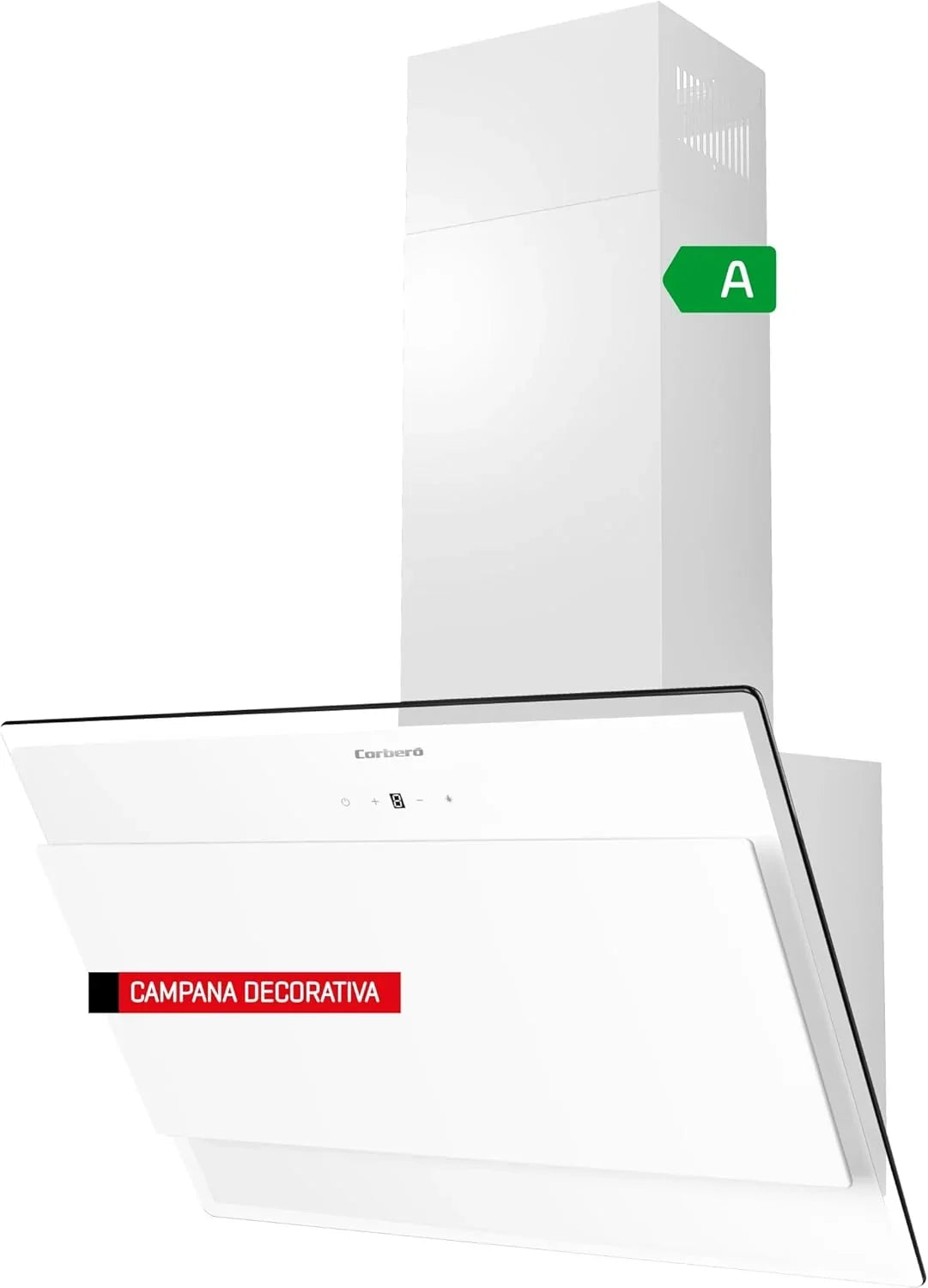 Corberó ONEGA675W Campana Extractora de Cristal 60 cm, 4 Velocidades, Control Táctil, Blanca