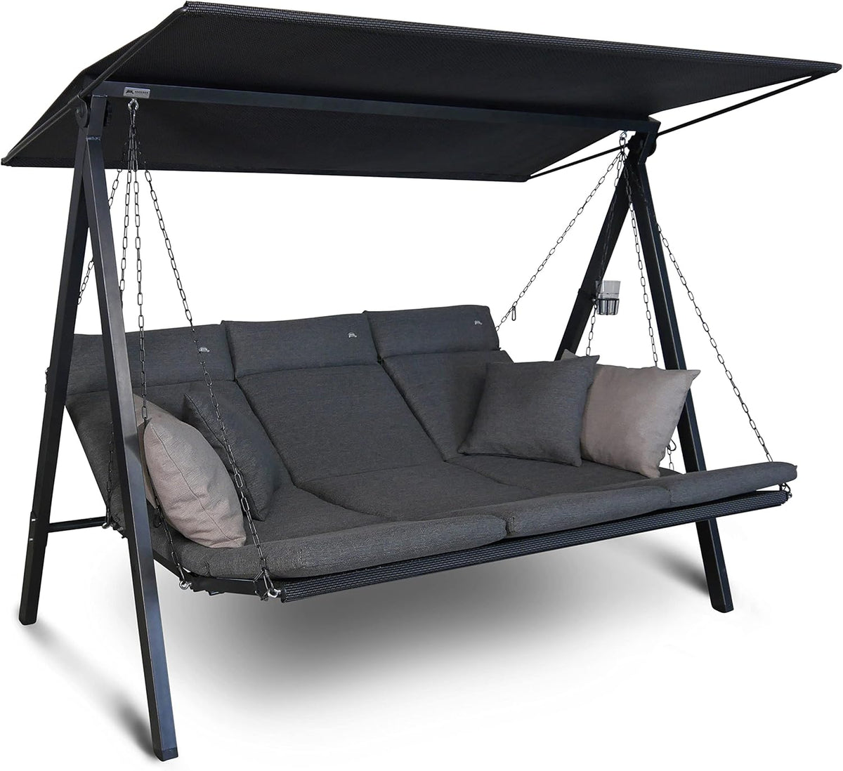 Angerer Lounge Smart Balancín de Jardín con Techo, Convertible en Cama, Gris Ceniza