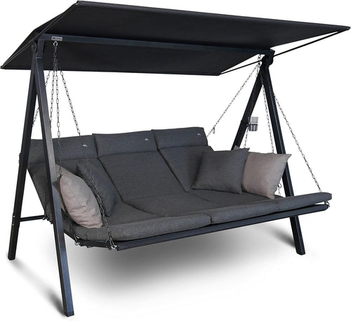 Angerer Lounge Smart Balancín de Jardín con Techo, Convertible en Cama, Gris Ceniza