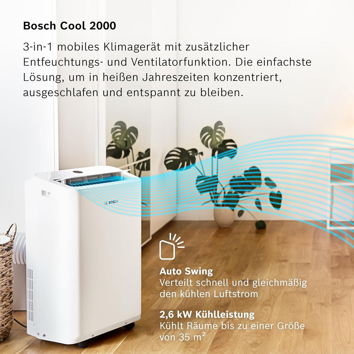 Bosch Cool Aire Acondicionado Portátil 3 en 1 con Modos Auto, Silencio y Noche - imagen 2