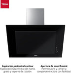 TEKA DVT 78660 TBS Campana Decorativa Vertical 70 cm, Aspiración Perimetral, Motor EcoPower, Negra