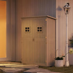 Outsunny Armario de Jardín de Madera Maciza 127,5 x 50 x 164 cm con Doble Puerta y Techo Impermeable