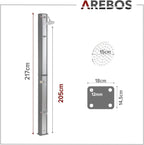 Arebos Ducha Solar 35 L de 216 cm con Termómetro y Lavapiés, Negra