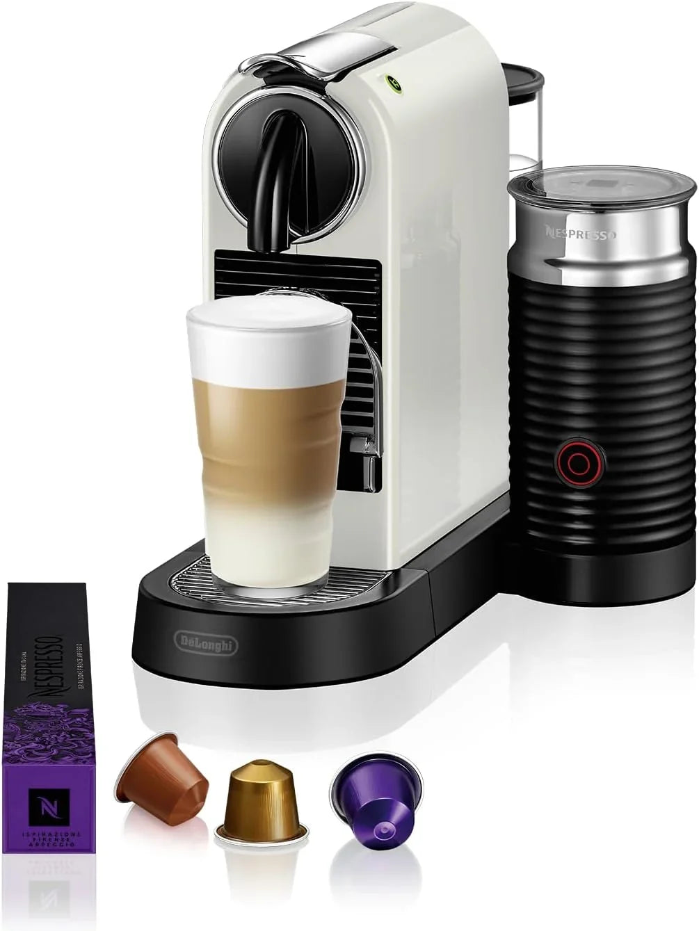 De'Longhi Nespresso Citiz EN267.WAE Cafetera de Cápsulas con Aeroccino, 1710 W, Blanca