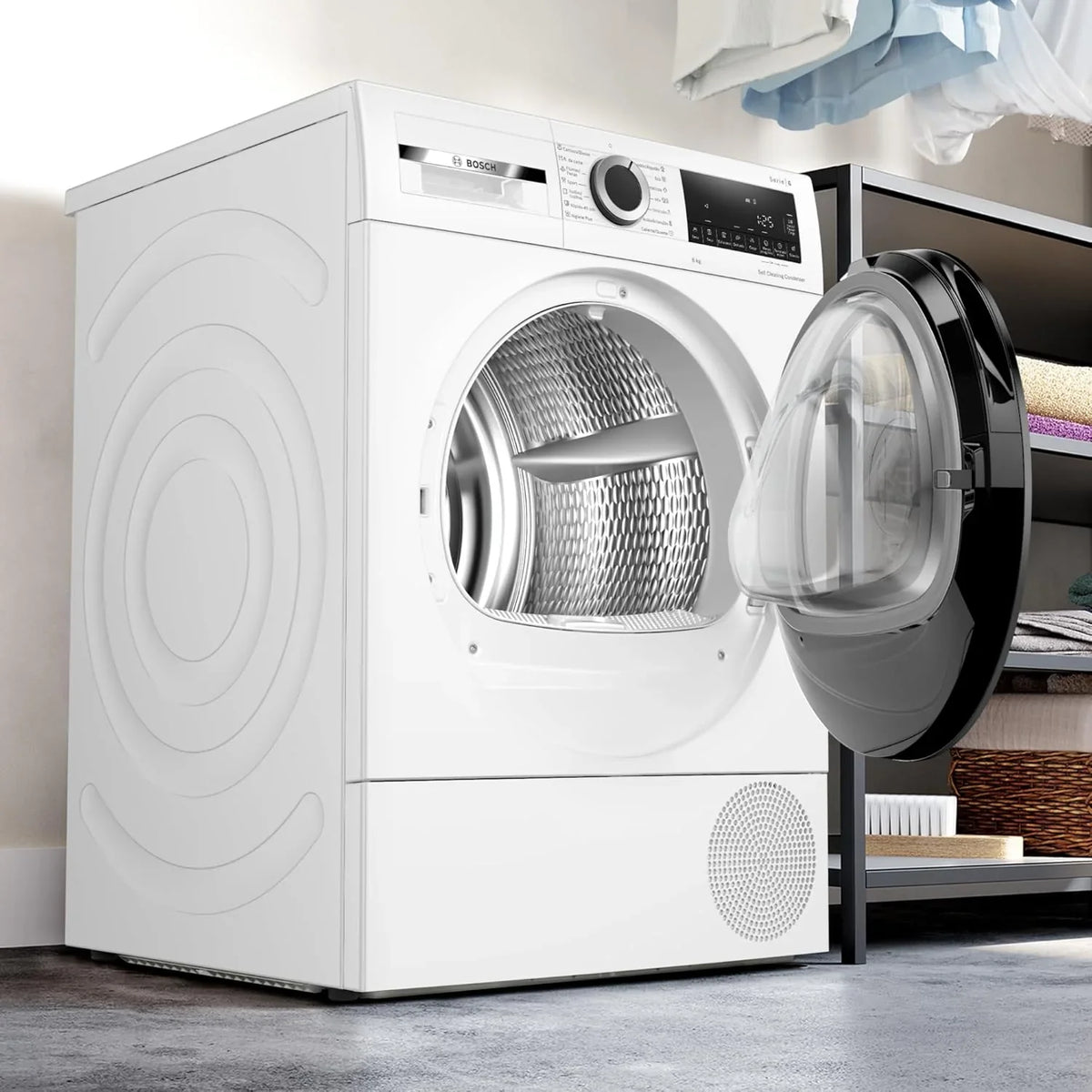 Bosch WQG235D1ES Secadora con Bomba de Calor 8 kg Serie 6, AutoDry, Antiarrugas, Blanca