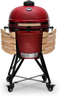 Kamado BONO Barbacoa Kamado Grande XXL Ø 59 cm Cerámica Roja con Accesorios y Ruedas