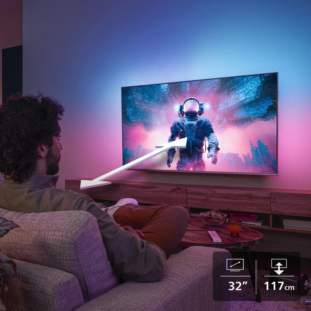 Smart TV LED 32" 32PFS6900 con Ambilight, Titan OS y Dolby Audio, Compatible con Alexa y Google