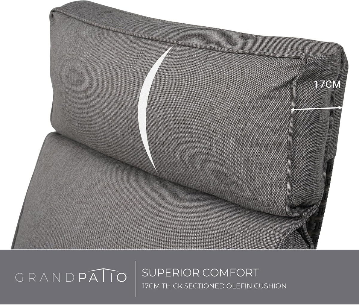 Grand Patio Sillón Reclinable de Ratán con Cojines para Interior y Exterior, Gris Oscuro