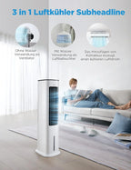 Midea Climatizador Evaporativo con Depósito de 5 L, Humidificador e Ionizador, 355 m³/h, Blanco