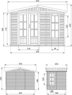 TIMBELA M334FB Caseta de Jardín de Madera 6 m² con Suelo, Ventana y Puerta Doble, Tejas Verdes