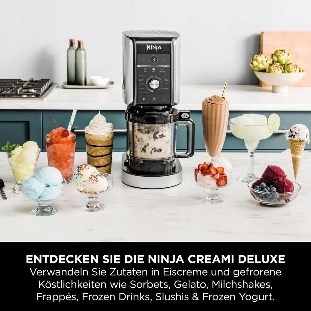 Ninja CREAMi Deluxe NC502EU Heladera y Máquina de Bebidas Heladas con 10 Programas y 2 Tarrinas