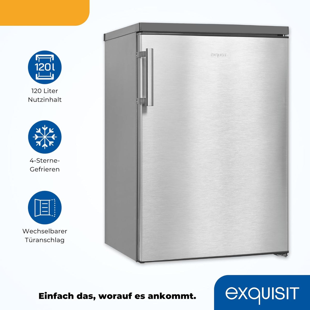 Exquisit KS516-4-H-010D Frigorífico con Congelador 4 Estrellas 120 L, Silencioso 39 dB