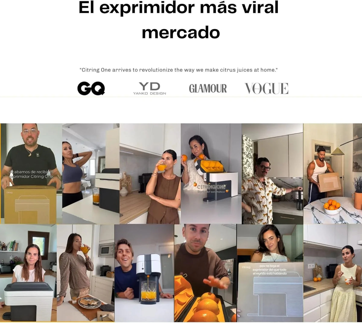 Citring One Exprimidor de Naranjas Eléctrico Automático, Hecho en España, Negro