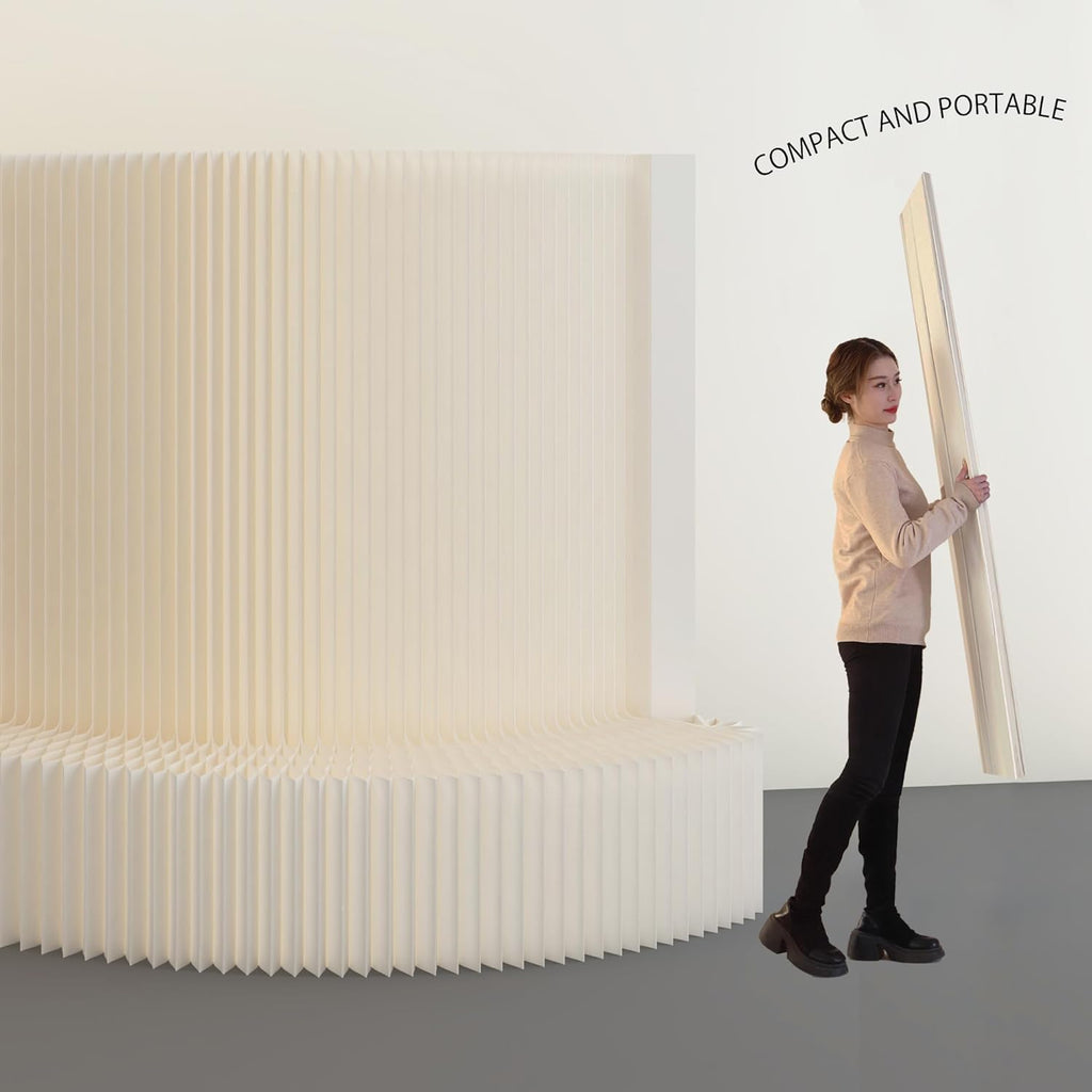 Biombo Separador Plegable con Estante 300 x 43 x 200 cm, Blanco