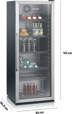SEVERIN FSK 8840 Nevera para Botellas con Cerradura y Luz LED, 118 L, Negro/Plata