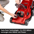 Einhell RASARRO 36/42 Cortacésped a Batería 36 V, 42 cm, hasta 725 m², con 2 Baterías 5,2 Ah