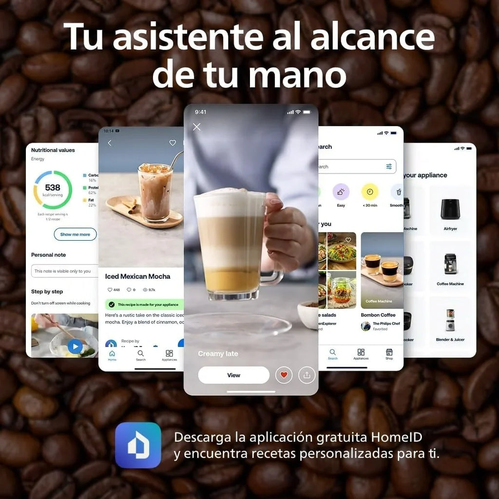 Serie 2200 EP2220/10 Cafetera Superautomática con Molinillo Cerámico y Espumador, Negro Mate
