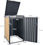 ML-Design Cubre Contenedores Triple 3 x 240 L en Acero, Antracita Efecto Madera, con Cerradura