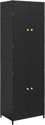 Armario de Almacenaje de Jardín de Ratán PE Negro 59 x 40 x 180 cm