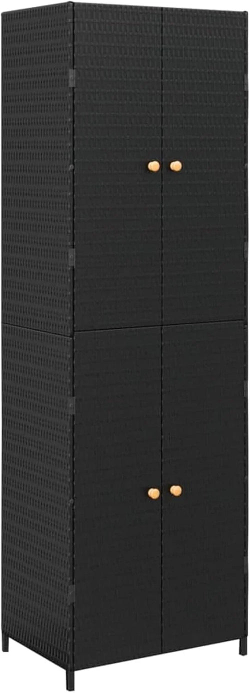 Armario de Almacenaje de Jardín de Ratán PE Negro 59 x 40 x 180 cm