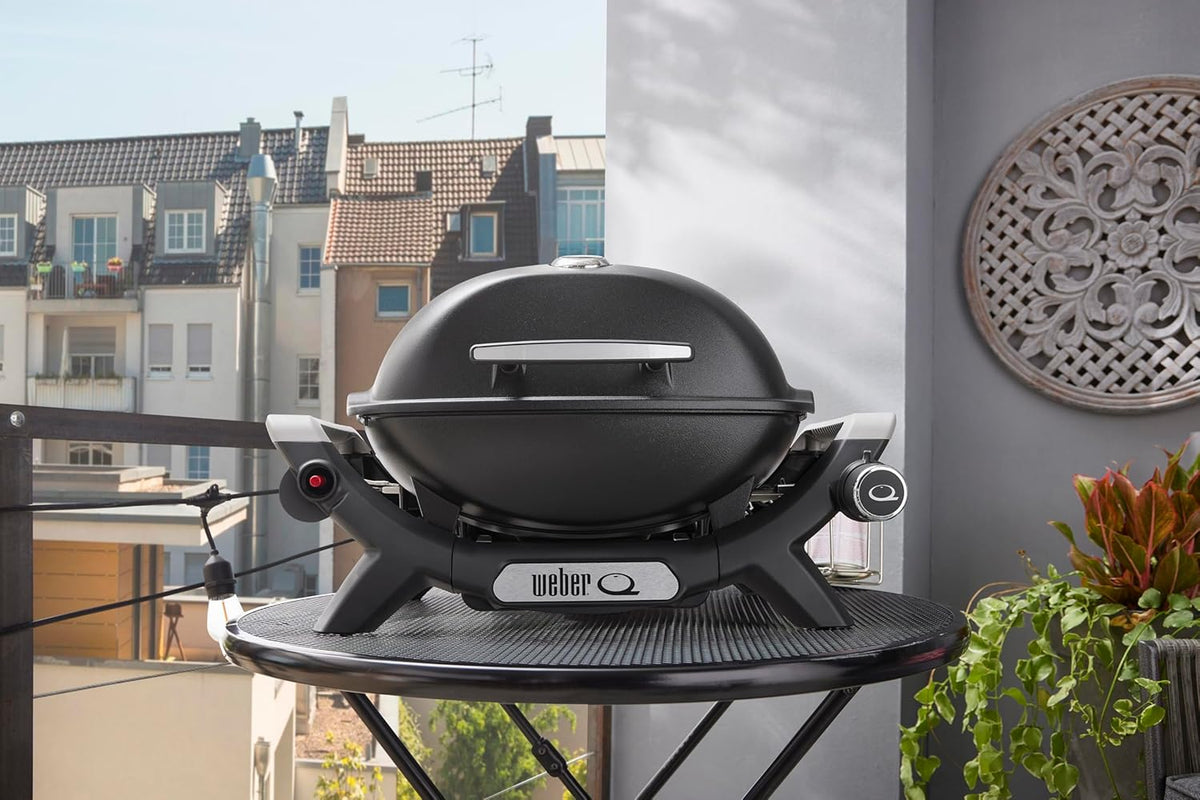 Weber Q 1100N Barbacoa de Gas Portátil con Encendido Electrónico, Negro Medianoche